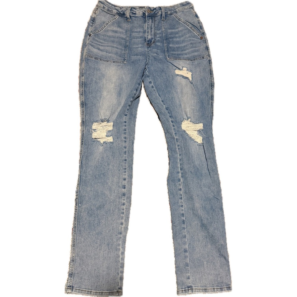 Judy Blue Boyfriend Fit Distressed Light Wash Jeans JB88825 MD 15/32